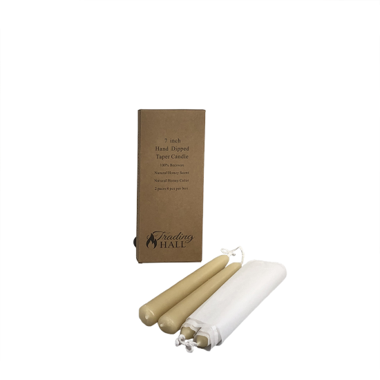 7 Inch Hand Dipped Taper Beeswax Candle 