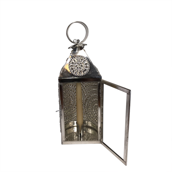 Pierced Tin Lantern with glass Door